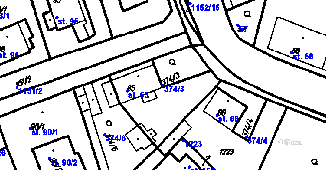 Parcela st. 374/3 v KÚ Vrhaveč u Klatov, Katastrální mapa