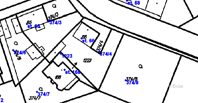 Parcela st. 374/4 v KÚ Vrhaveč u Klatov, Katastrální mapa