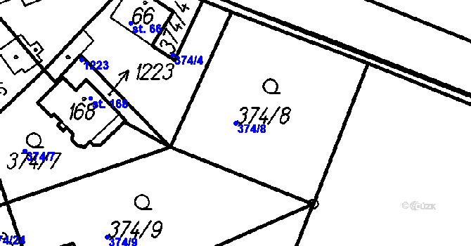 Parcela st. 374/8 v KÚ Vrhaveč u Klatov, Katastrální mapa