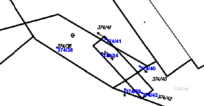 Parcela st. 374/14 v KÚ Vrhaveč u Klatov, Katastrální mapa