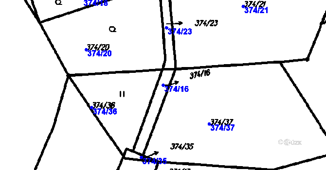 Parcela st. 374/16 v KÚ Vrhaveč u Klatov, Katastrální mapa