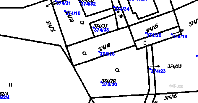 Parcela st. 374/18 v KÚ Vrhaveč u Klatov, Katastrální mapa