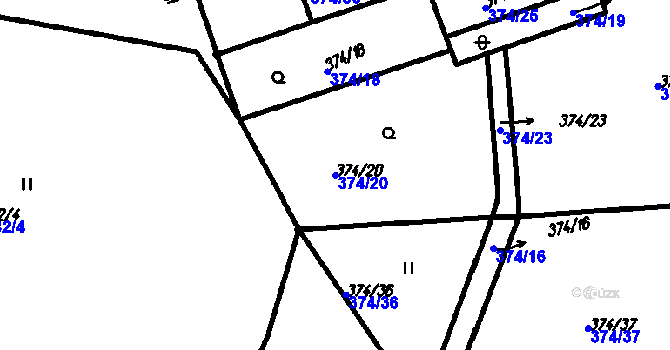 Parcela st. 374/20 v KÚ Vrhaveč u Klatov, Katastrální mapa