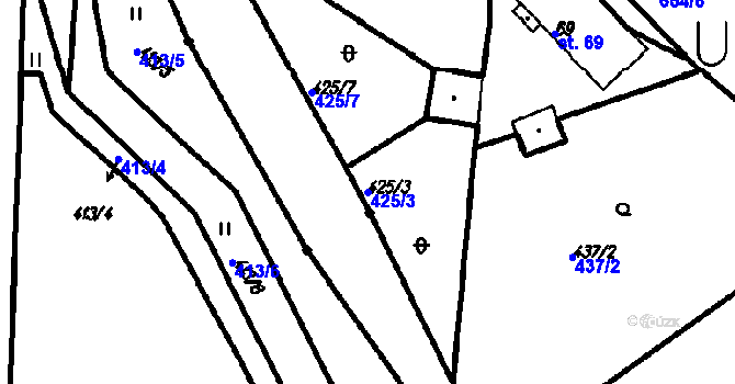 Parcela st. 425/3 v KÚ Vrhaveč u Klatov, Katastrální mapa