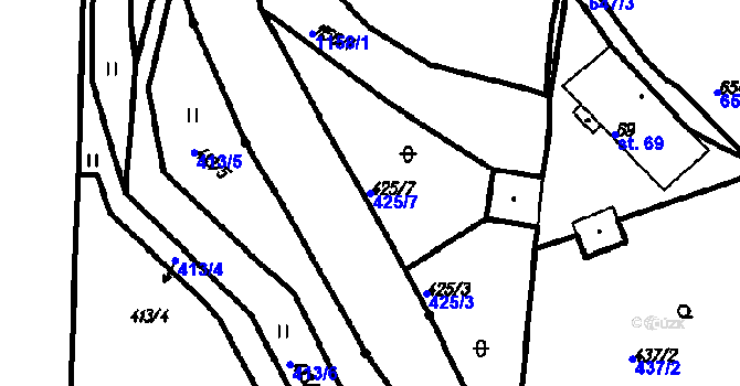 Parcela st. 425/7 v KÚ Vrhaveč u Klatov, Katastrální mapa