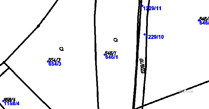 Parcela st. 646/1 v KÚ Vrhaveč u Klatov, Katastrální mapa