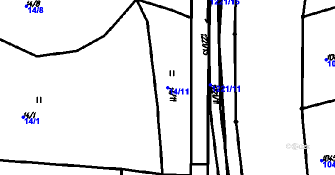 Parcela st. 14/11 v KÚ Vrhaveč u Klatov, Katastrální mapa