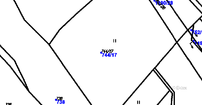 Parcela st. 744/17 v KÚ Vrhaveč u Klatov, Katastrální mapa