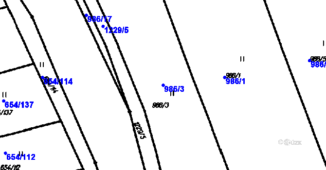 Parcela st. 986/3 v KÚ Vrhaveč u Klatov, Katastrální mapa