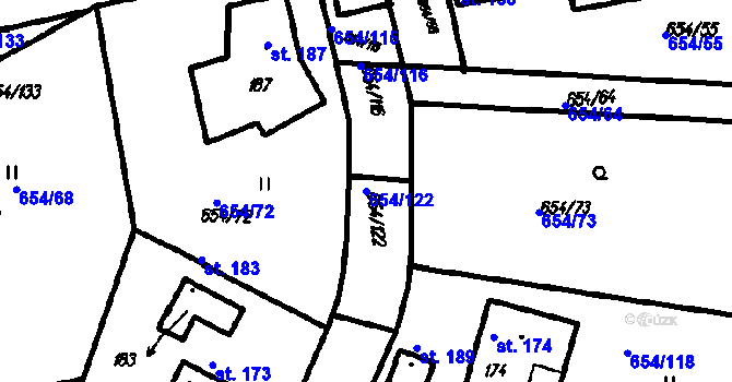 Parcela st. 654/122 v KÚ Vrhaveč u Klatov, Katastrální mapa