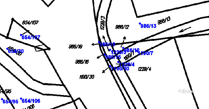 Parcela st. 986/16 v KÚ Vrhaveč u Klatov, Katastrální mapa
