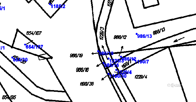 Parcela st. 986/19 v KÚ Vrhaveč u Klatov, Katastrální mapa