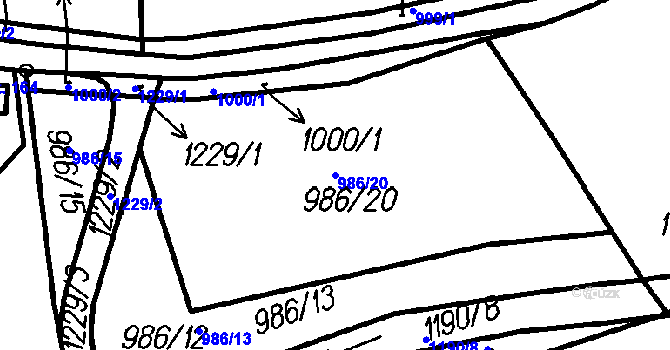 Parcela st. 986/20 v KÚ Vrhaveč u Klatov, Katastrální mapa