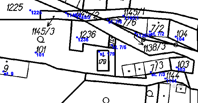 Parcela st. 179 v KÚ Vrhaveč u Klatov, Katastrální mapa