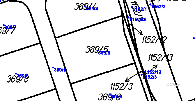 Parcela st. 369/5 v KÚ Vrhaveč u Klatov, Katastrální mapa