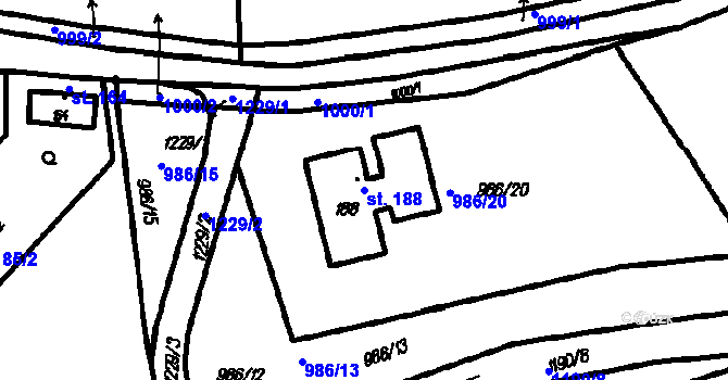 Parcela st. 188 v KÚ Vrhaveč u Klatov, Katastrální mapa