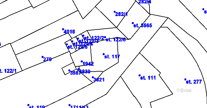 Parcela st. 117 v KÚ Vrchlabí, Katastrální mapa