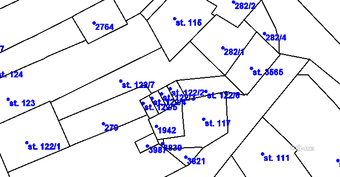 Parcela st. 122/2 v KÚ Vrchlabí, Katastrální mapa