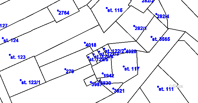 Parcela st. 122/3 v KÚ Vrchlabí, Katastrální mapa