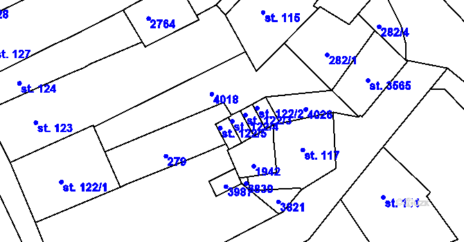 Parcela st. 122/4 v KÚ Vrchlabí, Katastrální mapa