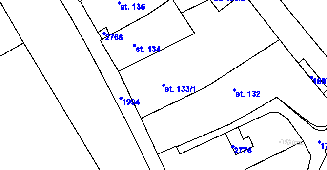 Parcela st. 133/1 v KÚ Vrchlabí, Katastrální mapa