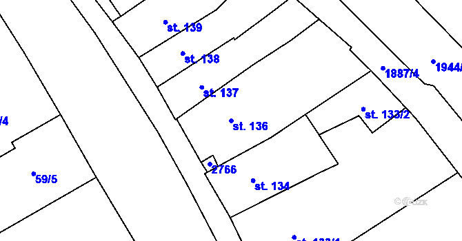 Parcela st. 136 v KÚ Vrchlabí, Katastrální mapa