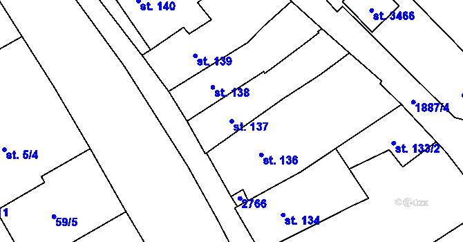 Parcela st. 137 v KÚ Vrchlabí, Katastrální mapa
