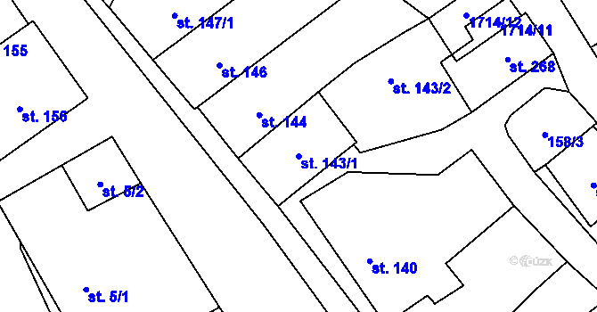 Parcela st. 143/1 v KÚ Vrchlabí, Katastrální mapa