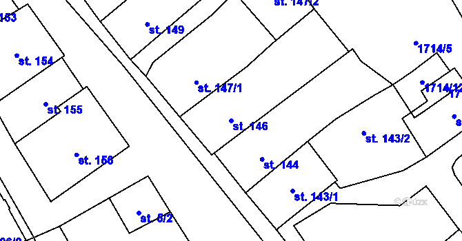 Parcela st. 146 v KÚ Vrchlabí, Katastrální mapa