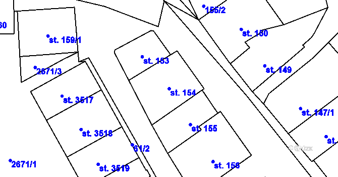 Parcela st. 154 v KÚ Vrchlabí, Katastrální mapa