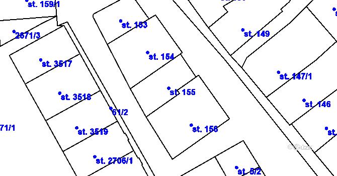 Parcela st. 155 v KÚ Vrchlabí, Katastrální mapa