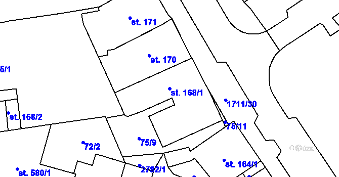 Parcela st. 168/1 v KÚ Vrchlabí, Katastrální mapa