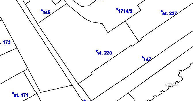Parcela st. 220 v KÚ Vrchlabí, Katastrální mapa