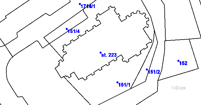 Parcela st. 223 v KÚ Vrchlabí, Katastrální mapa