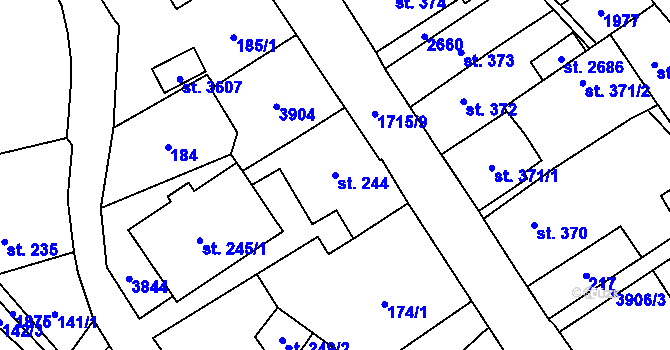 Parcela st. 244 v KÚ Vrchlabí, Katastrální mapa