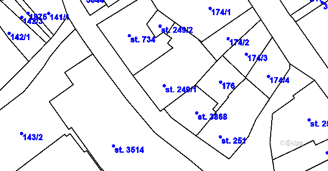 Parcela st. 249/1 v KÚ Vrchlabí, Katastrální mapa