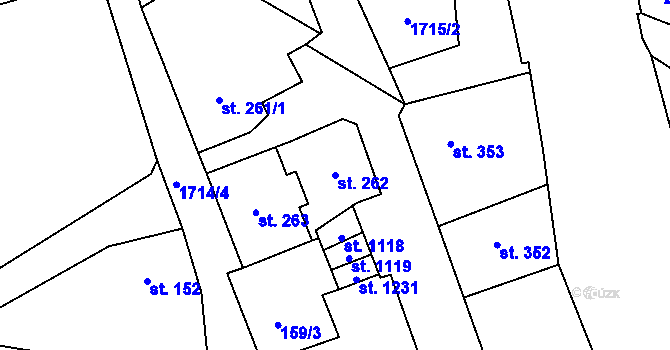 Parcela st. 262 v KÚ Vrchlabí, Katastrální mapa