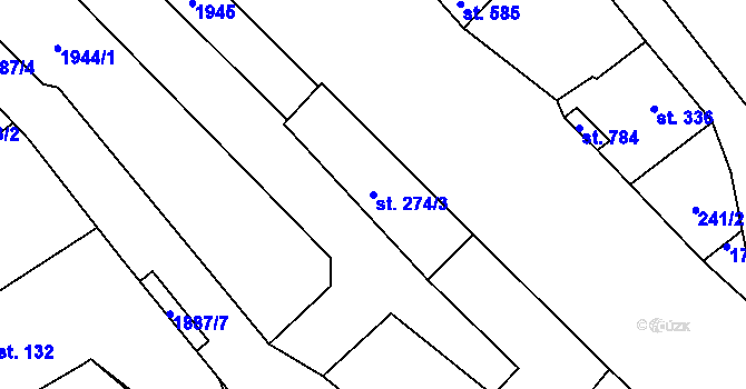Parcela st. 274/3 v KÚ Vrchlabí, Katastrální mapa