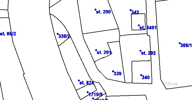 Parcela st. 291 v KÚ Vrchlabí, Katastrální mapa