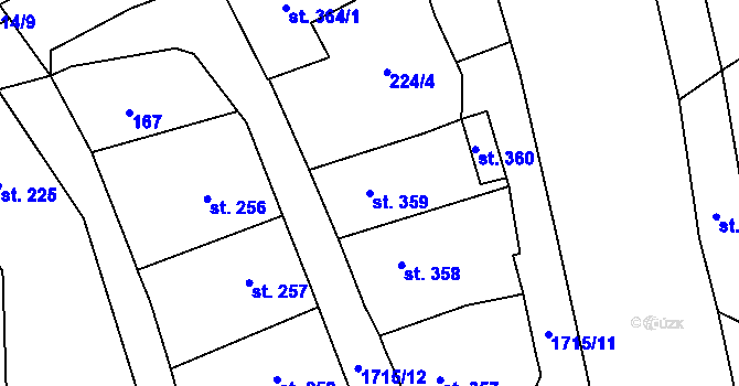 Parcela st. 359 v KÚ Vrchlabí, Katastrální mapa
