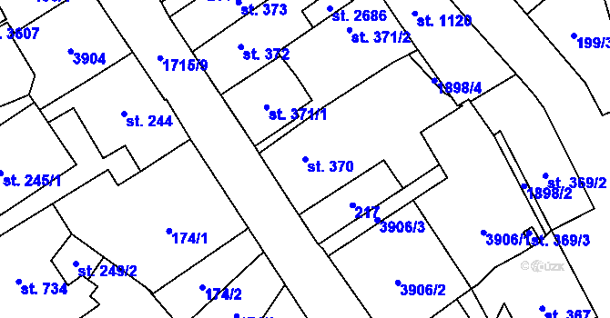 Parcela st. 370 v KÚ Vrchlabí, Katastrální mapa