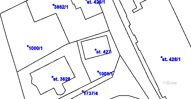 Parcela st. 427 v KÚ Vrchlabí, Katastrální mapa