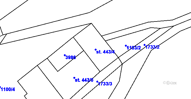 Parcela st. 443/4 v KÚ Vrchlabí, Katastrální mapa