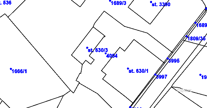Parcela st. 630/4 v KÚ Vrchlabí, Katastrální mapa