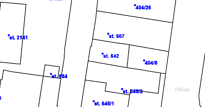 Parcela st. 642 v KÚ Vrchlabí, Katastrální mapa