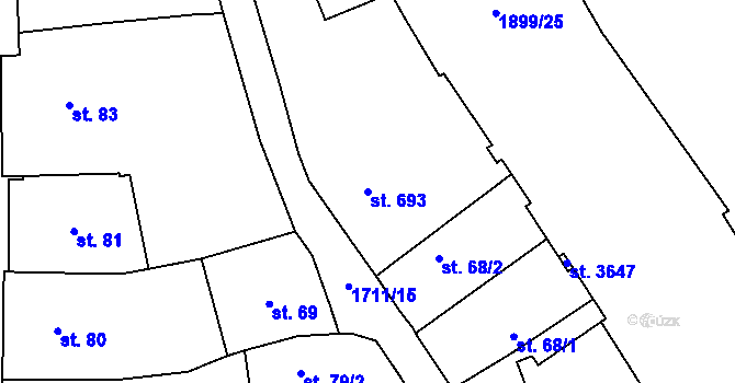 Parcela st. 693 v KÚ Vrchlabí, Katastrální mapa