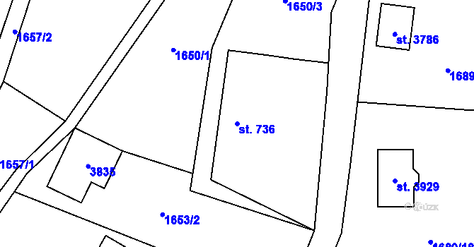 Parcela st. 736 v KÚ Vrchlabí, Katastrální mapa