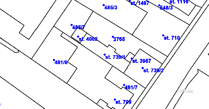 Parcela st. 739/1 v KÚ Vrchlabí, Katastrální mapa