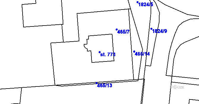 Parcela st. 773 v KÚ Vrchlabí, Katastrální mapa