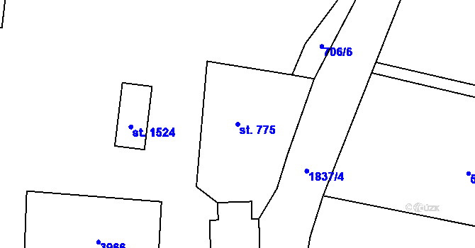 Parcela st. 775 v KÚ Vrchlabí, Katastrální mapa
